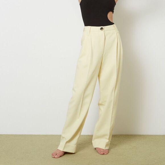 🎀SSENSE Ganni sz 42 yellow trousers new no tags banana - Picture 2 of 11